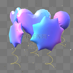 节日热气球图片_C4D炫彩造型膨胀热气球