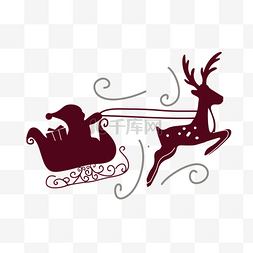 svg卡通奔跑的吉祥鹿与圣诞老人