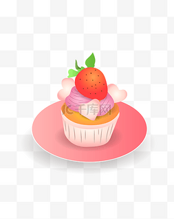 矢量粉色情人节草莓蛋糕
