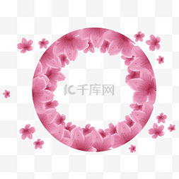 圆形浪漫的樱花边框矢量素材免费