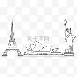 ai线描建筑图片_线描国外建筑