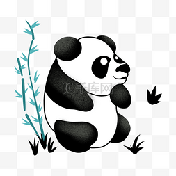 中国风水墨可爱熊猫