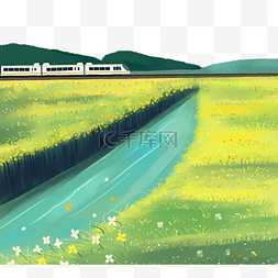 春分春天火车春游节气风景