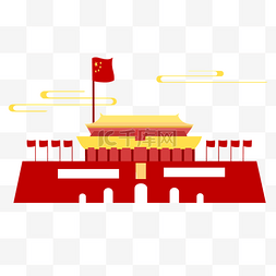 八一建军节国旗图片_矢量天安门装饰插画