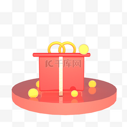礼盒长方形图片_C4D红金色立体512母亲节礼盒