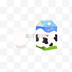 牛奶外盒图片_扁平风格一杯牛奶一盒牛奶