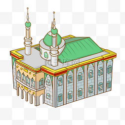 手绘寺庙建筑图片_手绘拉萨清真寺庙宫殿