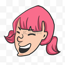 大笑表情图片_红头发的女孩插画