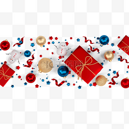 金色丝带红色礼盒图片_3d立体圣诞节雪人礼盒