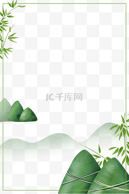 绿色风树叶图片_中国风端午节海报边框