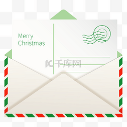 圣诞快乐祝福图片_圣诞节仿真信封明信片