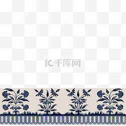 中国素雅青花瓷花卉装饰边框
