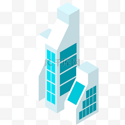 蓝色的高楼大厦图片_卡通蓝色的建筑