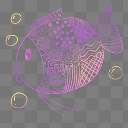 鱼泡泡图片_海洋生物线描鱼纹理