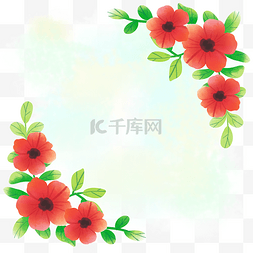 花纹边框水彩图片_水彩红色花朵底纹