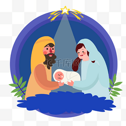 nativity scene扁平风圣诞节耶稣降临