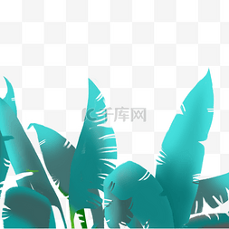 翅膀植物图片_蓝绿色渐变芭蕉叶装饰