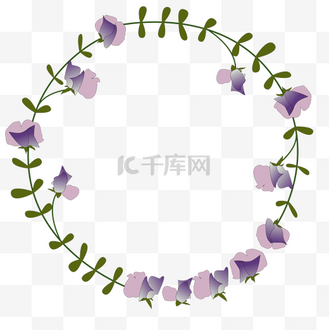 紫色的玫瑰花环插画