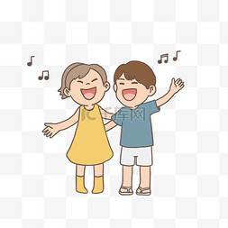 快乐的插画图片_六一儿童节唱歌的小朋友插画免抠