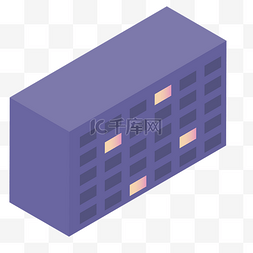 建筑扁平化立体图片_紫色立体建筑元素