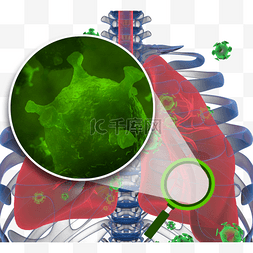 放大镜细菌图片_3d冠状病毒现实细菌放大镜防疫元