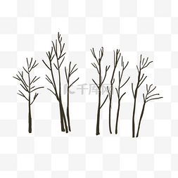 冬天的卡通植物图片_卡通枯黄的树枝下载