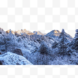 冬季树木白雪和山峦