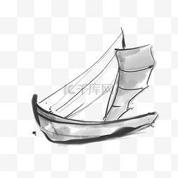 水墨帆船小船