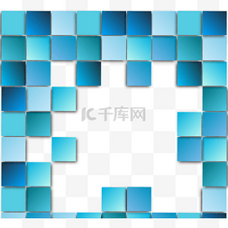 几何方框蓝色图片_抽象蓝色立体方框几何边框