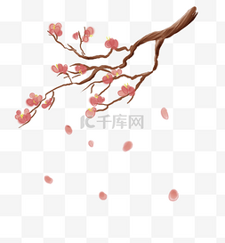 水墨桃花梅花图片_春天古风梅树桃树