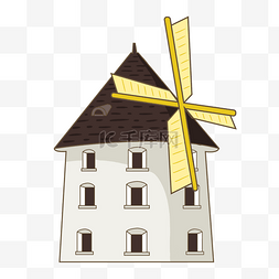 黄白色图片_黄白色的风车装饰插画