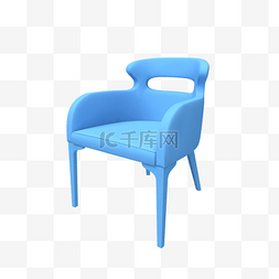蓝色家居图片_简约立体蓝色椅子C4D装饰