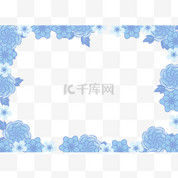青花瓷花朵边框