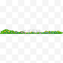 底边的装饰图片_手绘卡通清新的春季春天花丛底部