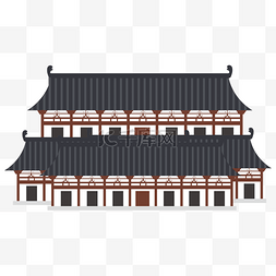 中国风装饰插画图片_彩色中国风古建筑插画