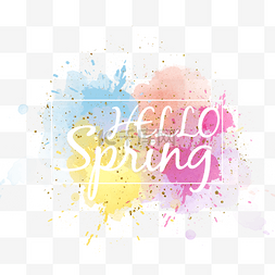 你好春季图片_彩色喷溅春季边框