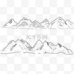 白皑皑的群山图片_手绘线条山峰山脉