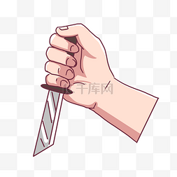 拿着锋利刀子的手势插画