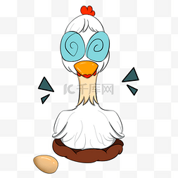 卡通下蛋母鸡图片_戴眼镜的母鸡插画