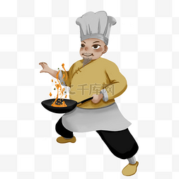 国潮厨师烹饪图片_国潮厨师