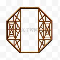 方形木纹木头中式窗户