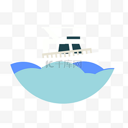 插画蓝色海洋图片_蓝色海洋与白色轮船