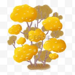 简洁卡通树图片_可爱黄色树木装饰