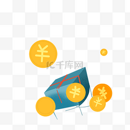 蓝色金币图片_装满金币的盒子免抠图