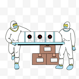 医生防护服卡通图片_手绘卡通医护人员加油救助插画