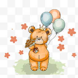 棕色可爱生日泰迪熊元素