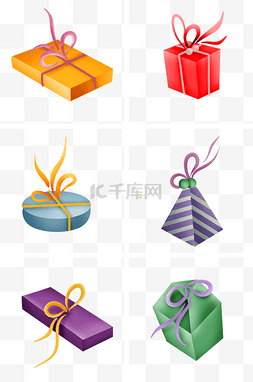 圣诞节平安夜图标图片_彩色立体礼物盒
