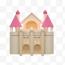 粉色城市建筑图片_C4D卡通粉色城堡