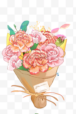 瓶子里的花束图片_教师节手绘花束康乃馨