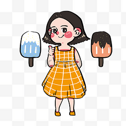 夏季降暑日常喜欢吃雪糕的女孩